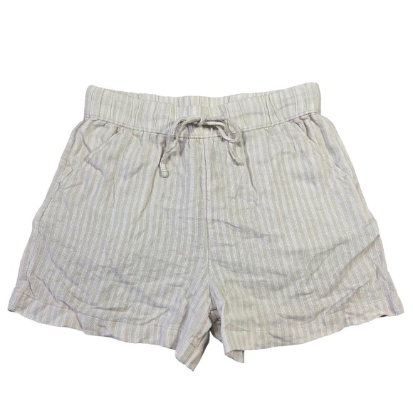 Time and Tru Pants - Time and Tru Women's Striped Linen Blend Drawstring Shorts Size S Beach Vacation